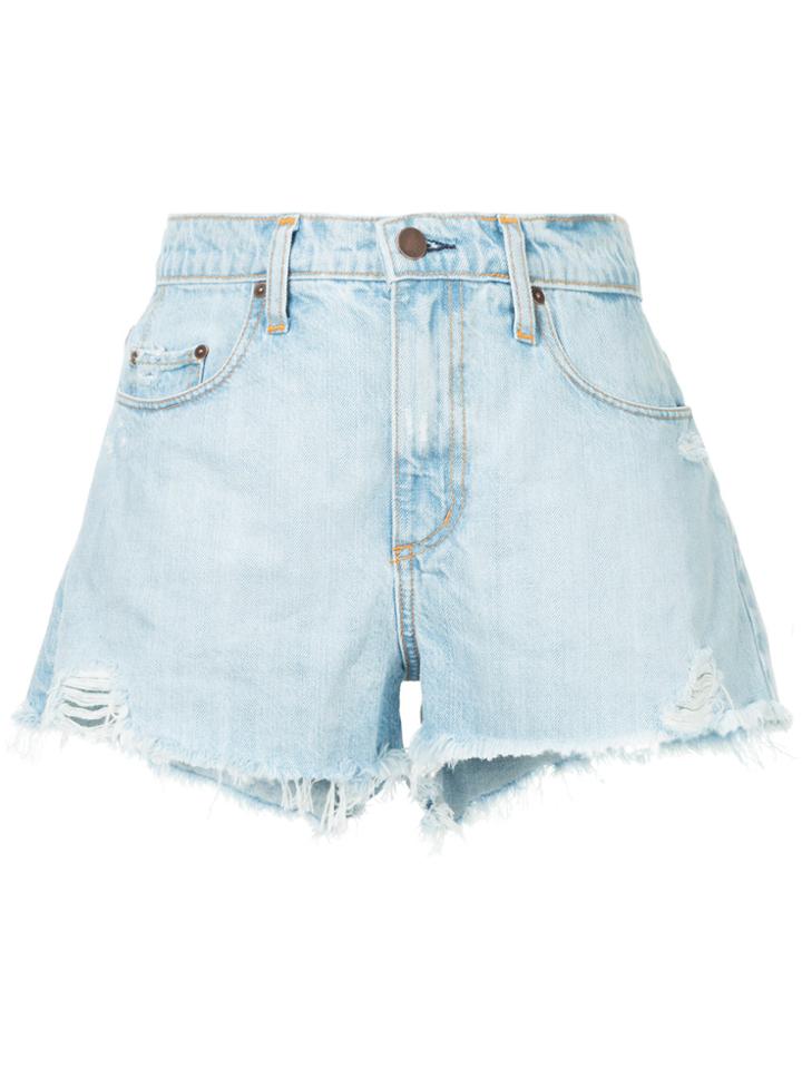 Nobody Denim High-waisted Frayed Shorts - Blue
