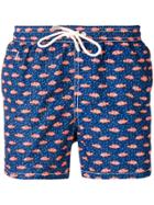 Mc2 Saint Barth Fish Print Drawstring Shorts - Blue