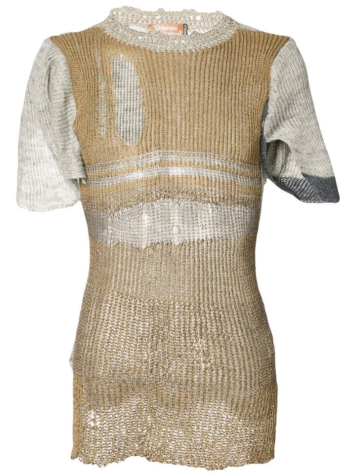 Vivienne Westwood Intellectual Jumper, Adult Unisex, Size: S/m, Brown, Silk/cotton/linen/flax/metallic Fibre