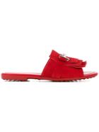 Tod's Double T Fringed Slides - Red