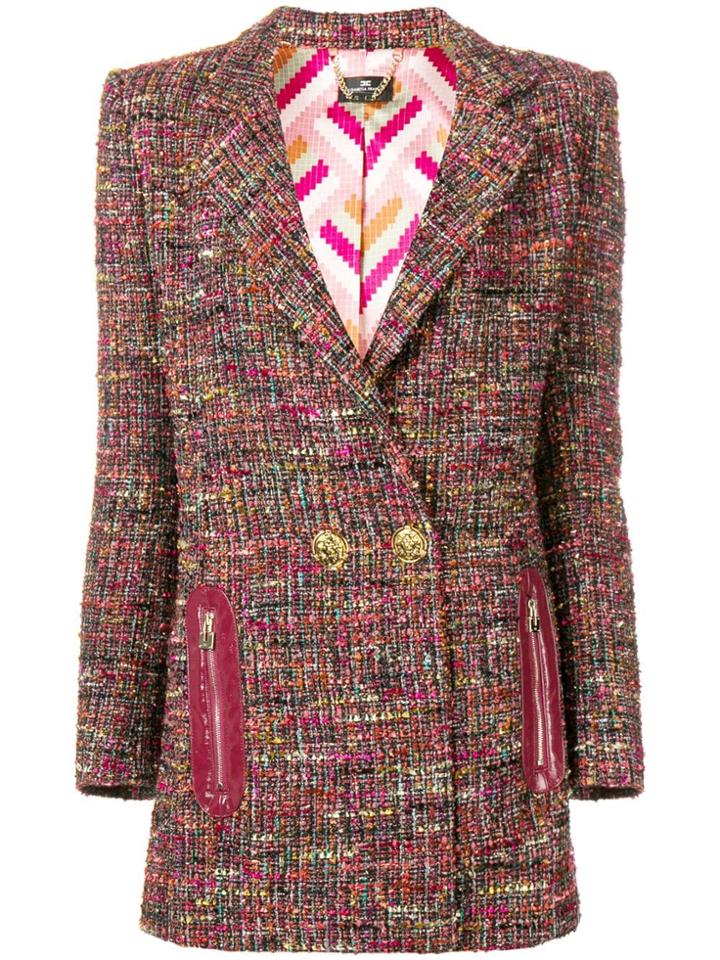 Elisabetta Franchi Tweed Double-breasted Blazer - Black