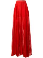 Elie Saab Pleated Wide Palazzo Pants, Women's, Size: 36, Red, Polyester