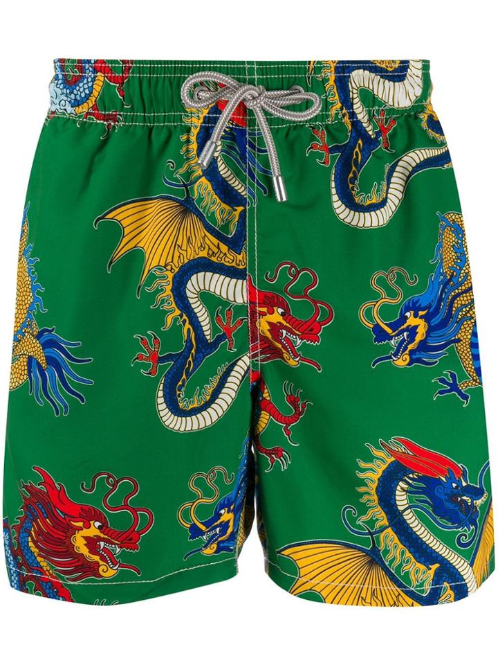Mc2 Saint Barth Dragon Print Swim Shorts - Green