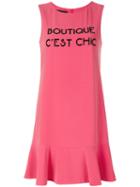 Boutique Moschino - Slogan Flared Dress - Women - Polyester/spandex/elastane - 38, Pink/purple, Polyester/spandex/elastane