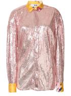Msgm Contrast-cuff Embellished Blouse - Pink & Purple