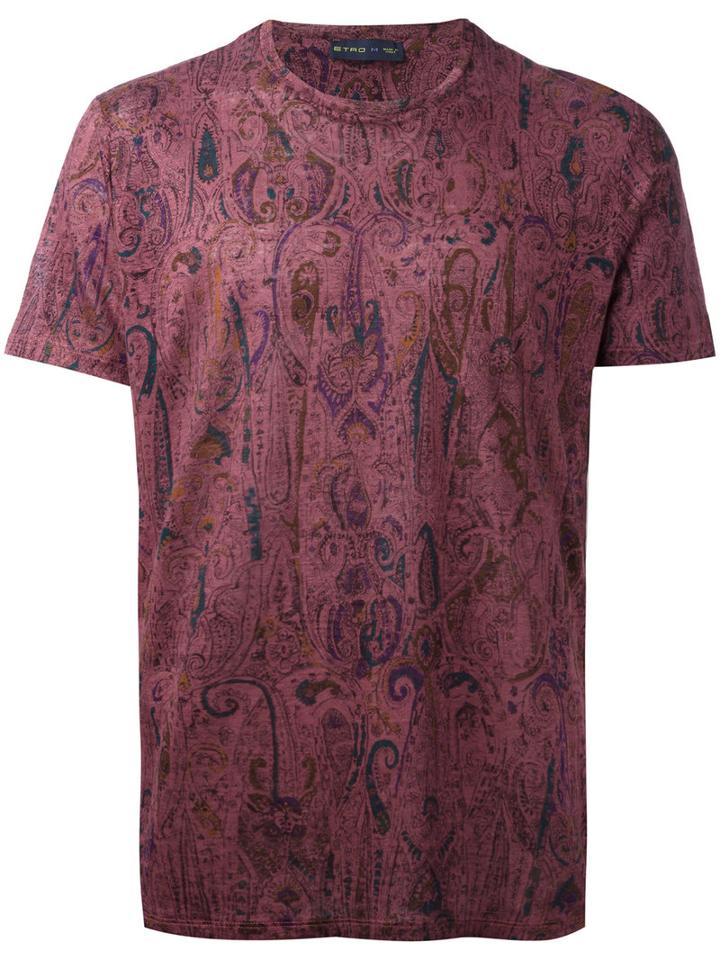 Etro Allover Print T-shirt, Men's, Size: Xxl, Pink/purple, Linen/flax
