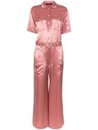 Sies Marjan Washed Satin Button-down Jumpsuit - Pink