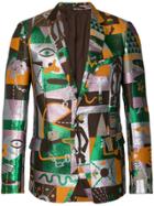 Walter Van Beirendonck Abstract Print Metallic Blazer - Multicolour