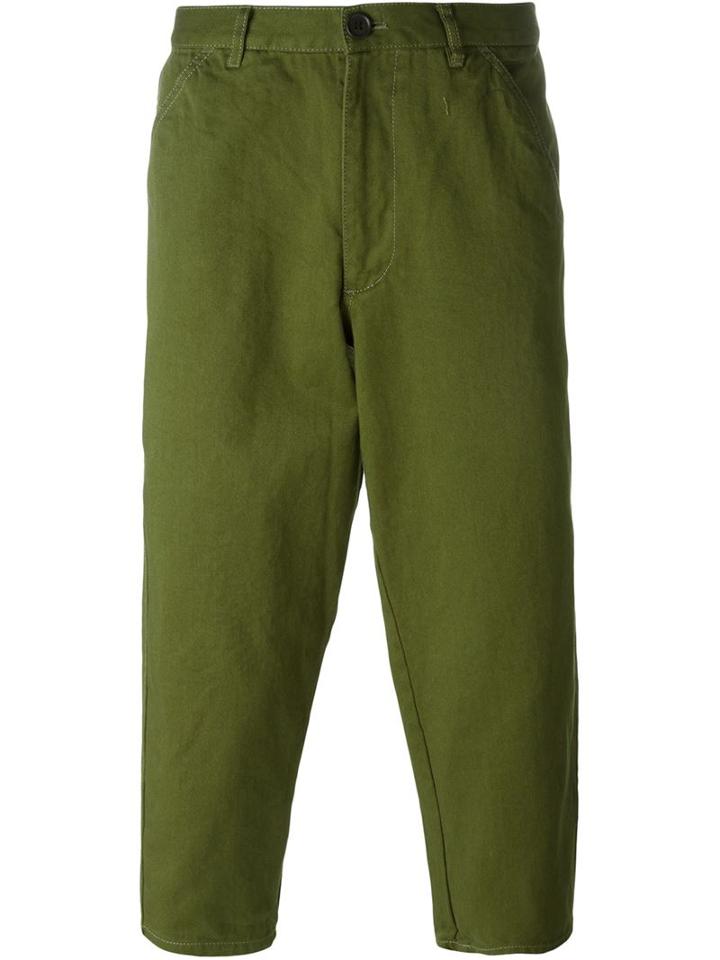 Comme Des Garçons Shirt Mind Print Trousers, Men's, Size: S, Green, Cotton