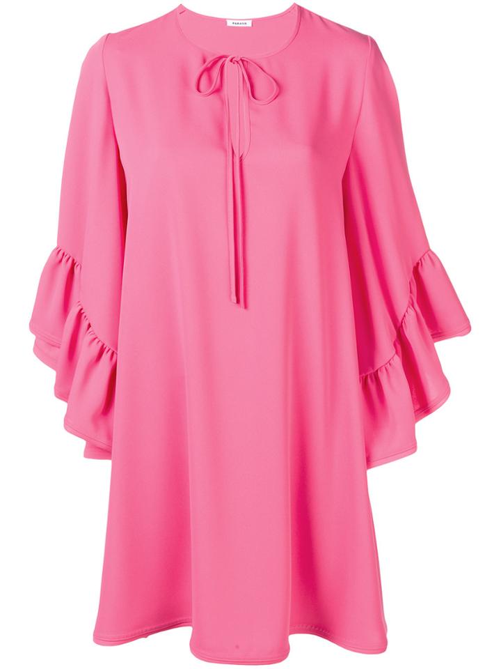 P.a.r.o.s.h. Peplum Cuff Shift Dress - Pink & Purple