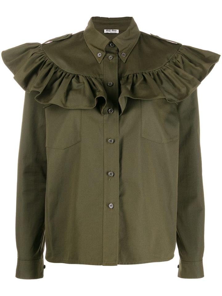 Miu Miu Ruffle Collar Shirt - Green