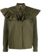 Miu Miu Ruffle Collar Shirt - Green