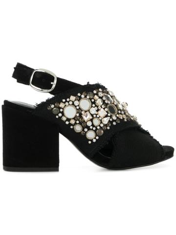 Elena Iachi Embellished Open-toe Sandals - Black