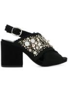 Elena Iachi Embellished Open-toe Sandals - Black