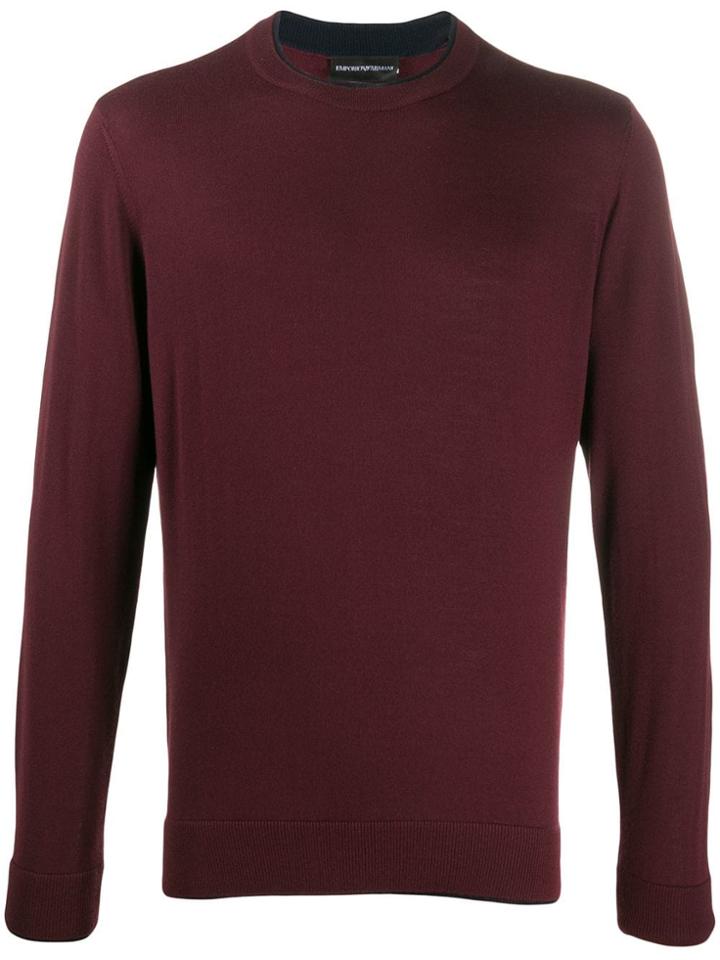 Emporio Armani Plain Fitted Jumper - Red