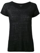 Majestic Filatures - Round Neck T-shirt - Women - Linen/flax - 3, Black, Linen/flax