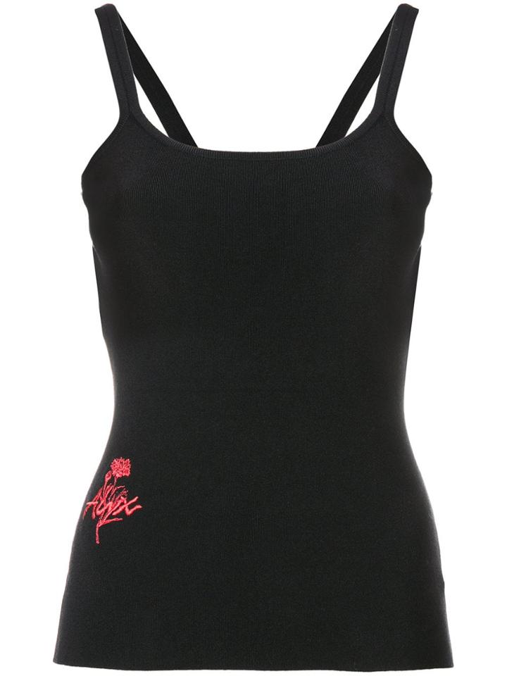 1017 Alyx 9sm Logo Embroidered Sheer Panel Top - Black