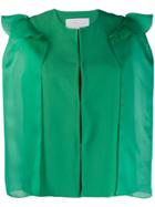 Genny Ruffle Shoulder Cropped Blazer - Green