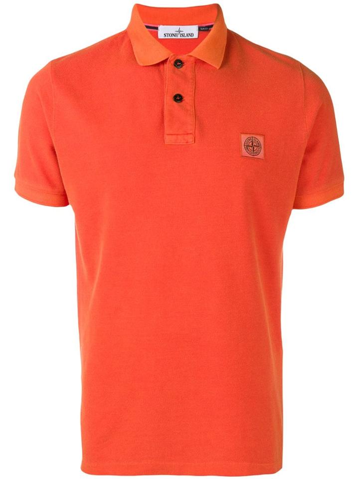 Stone Island Compass Logo Badge Polo Shirt - Orange