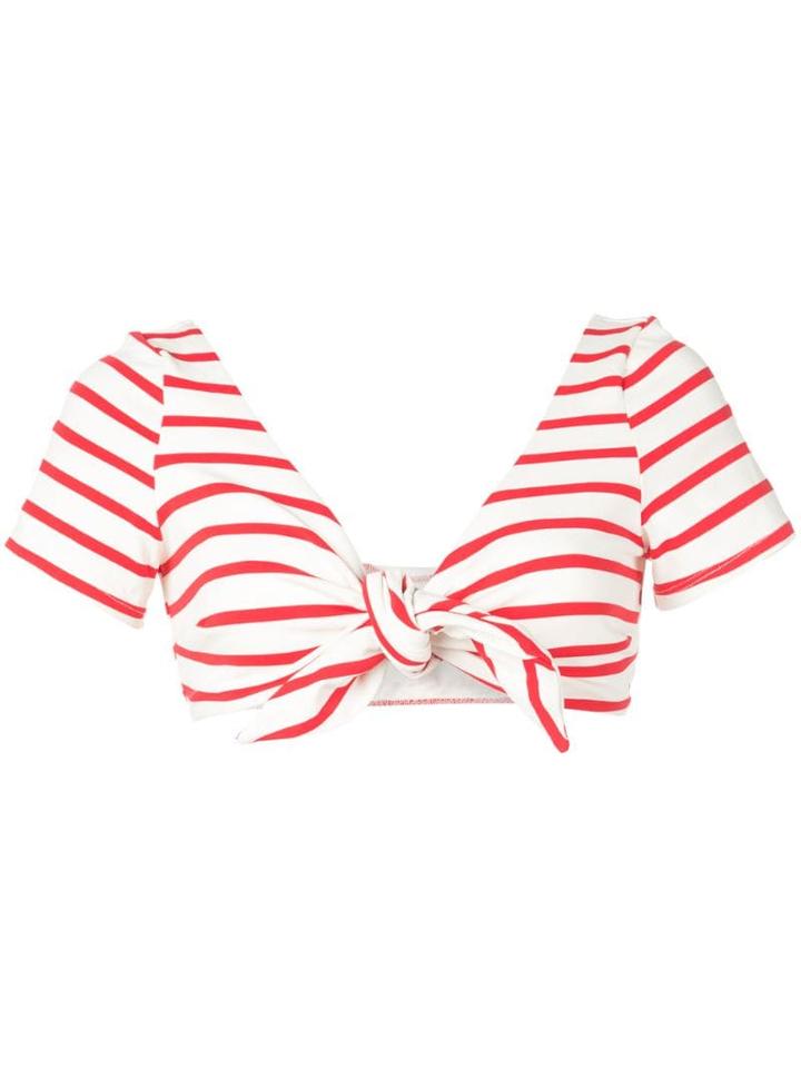 Solid & Striped Front Knot Bikini Top - White
