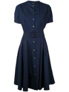 Theory Belted Shirt Dress, Women's, Size: 4, Blue, Cotton