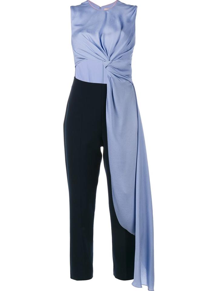 Roksanda 'ellis' Draped Cut-out Jumpsuit, Women's, Size: 12, Blue, Silk/polyamide/viscose