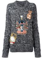 Dolce & Gabbana Embellished Marled Jumper, Women's, Size: 36, Grey, Silk/cotton/acetate/brass