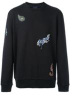 Lanvin Embroidered Patch Sweatshirt, Men's, Size: Medium, Black, Cotton/polyester