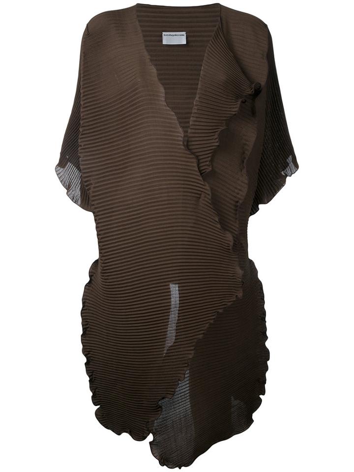 Kotohayokozawa Pleated Open Coat, Women's, Size: Medium, Brown, Polyester