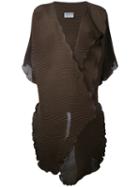 Kotohayokozawa Pleated Open Coat, Women's, Size: Medium, Brown, Polyester
