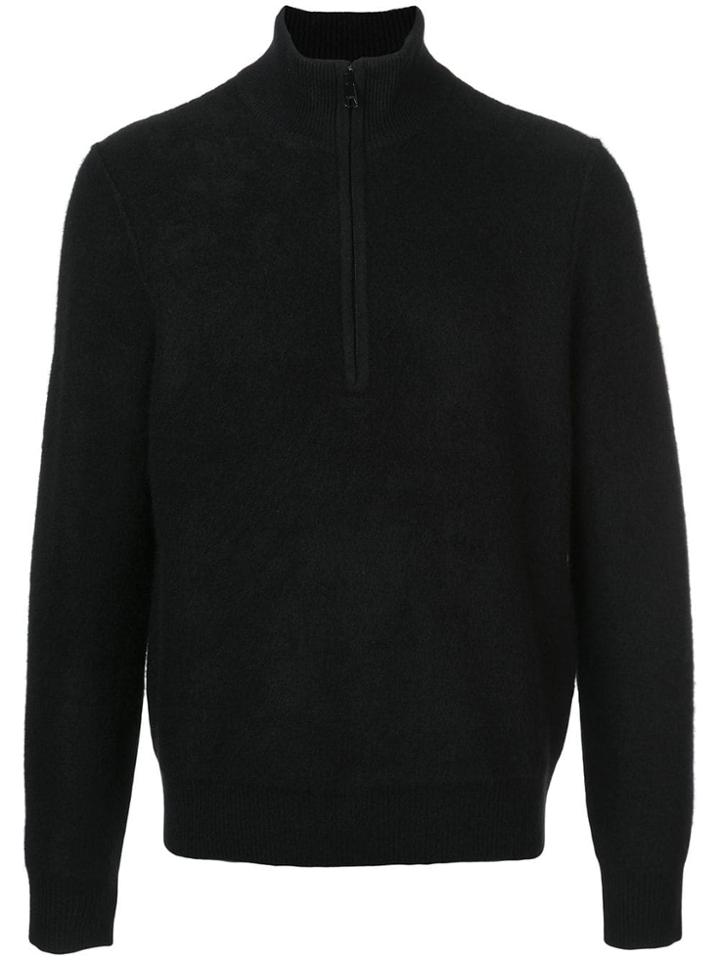 Vince Zip Front Jumper - Black