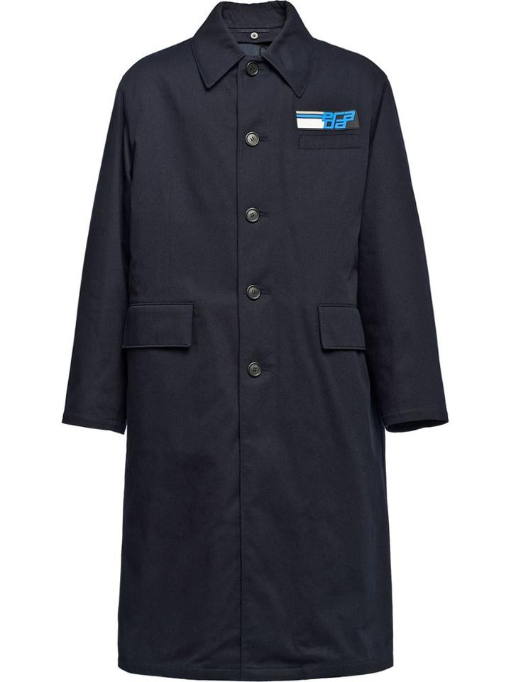 Prada Logo Patch Coat - Blue