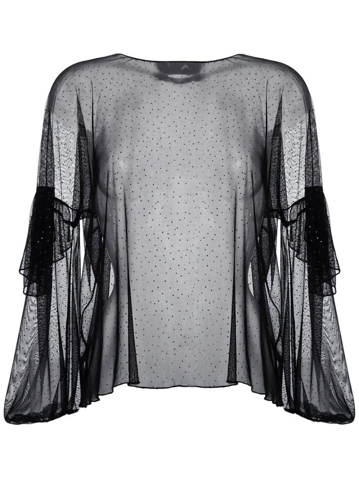 Sheer Top - Women - Polyamide - 40, Black, Polyamide, Lilly Sarti