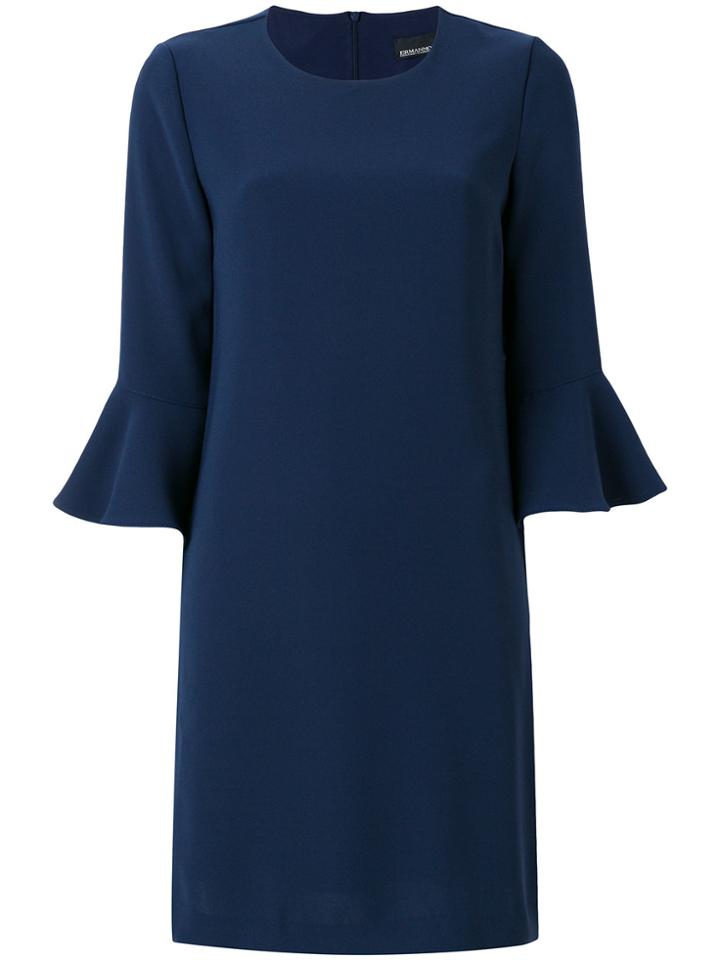 Ermanno Scervino Frill Cuff Shift Dress - Blue