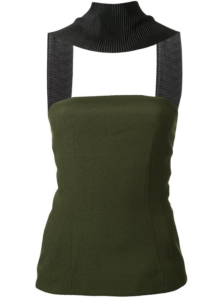 Christopher Esber Reverse Pleat Halter Top, Women's, Size: 6, Green, Polyester/spandex/elastane