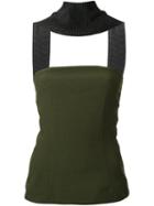 Christopher Esber Reverse Pleat Halter Top, Women's, Size: 6, Green, Polyester/spandex/elastane