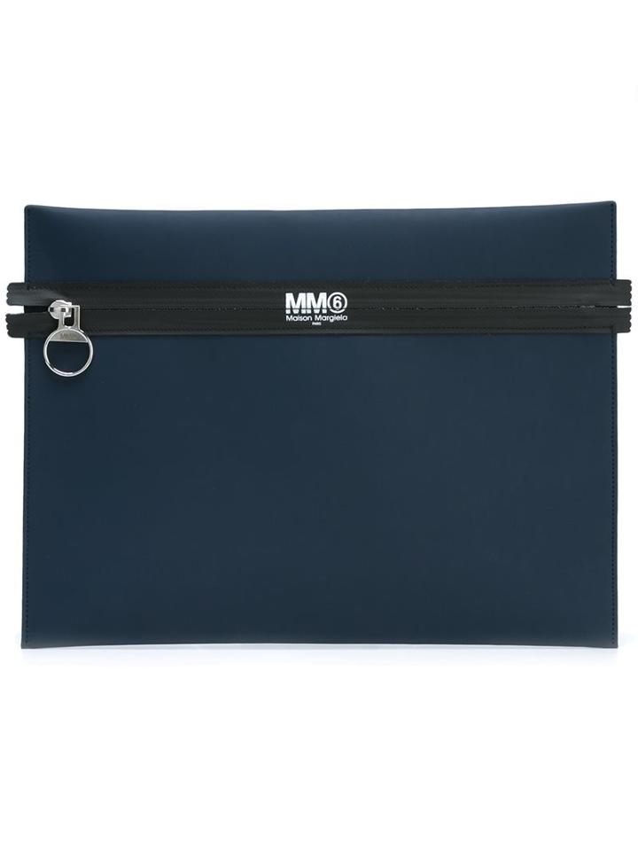 Mm6 Maison Margiela Zipped Clutch, Women's, Blue, Polyester/polyurethane/viscose