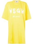 Msgm Logo Print T-shirt Dress - Yellow