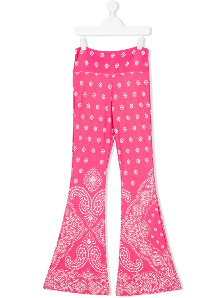 Mc2 Saint Barth Teen Bandana-print Flared Trousers - Pink & Purple