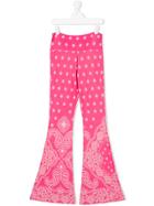 Mc2 Saint Barth Teen Bandana-print Flared Trousers - Pink & Purple