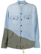 Greg Lauren Asymmetric Panelled Denim Jacket - Blue