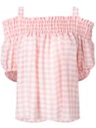 Boutique Moschino Gingham Cold Shoulder Top - Pink & Purple