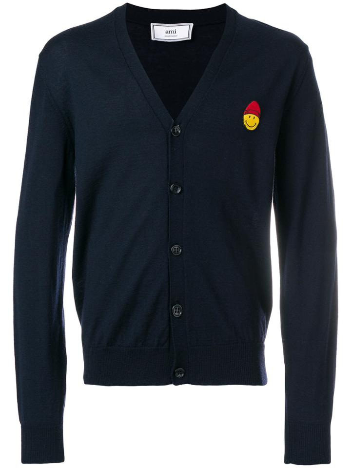Ami Alexandre Mattiussi Smiley Patch Cardigan - Blue