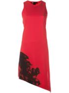 Y-3 Asymmetric Print Dress, Women's, Size: S, Red, Cotton
