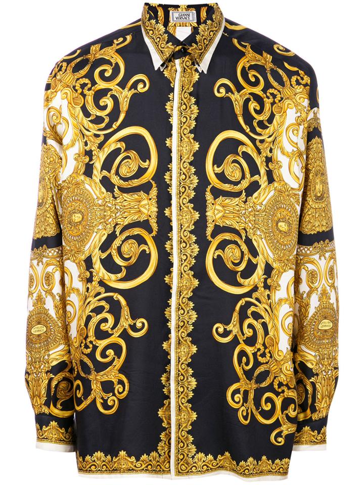 Versace Vintage Barocco Print Shirt - Black