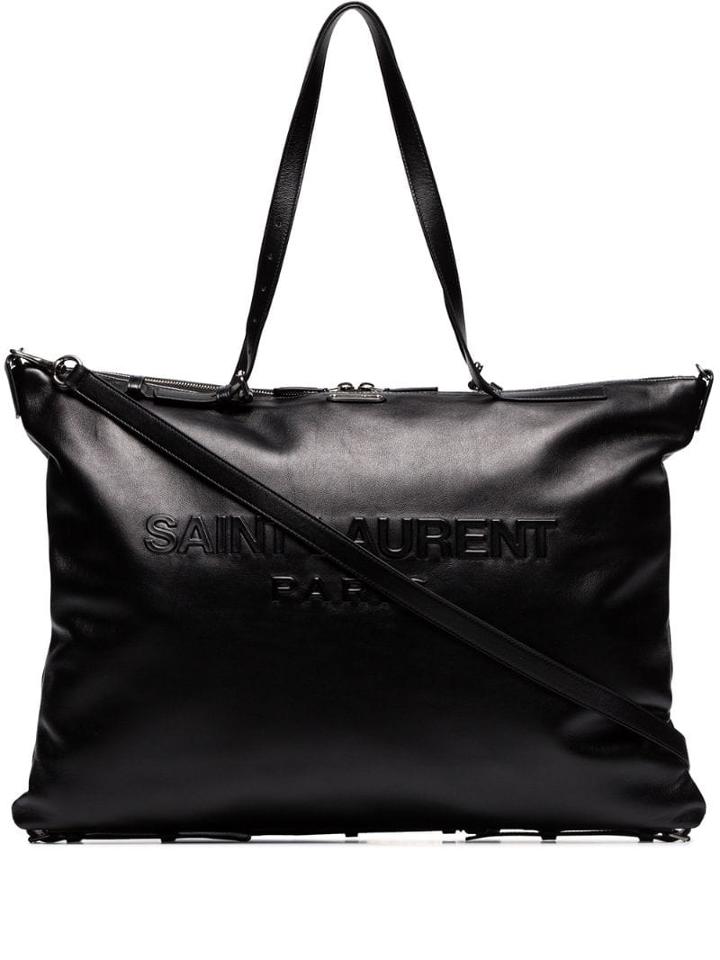 Saint Laurent Embossed Logo Tote - Black