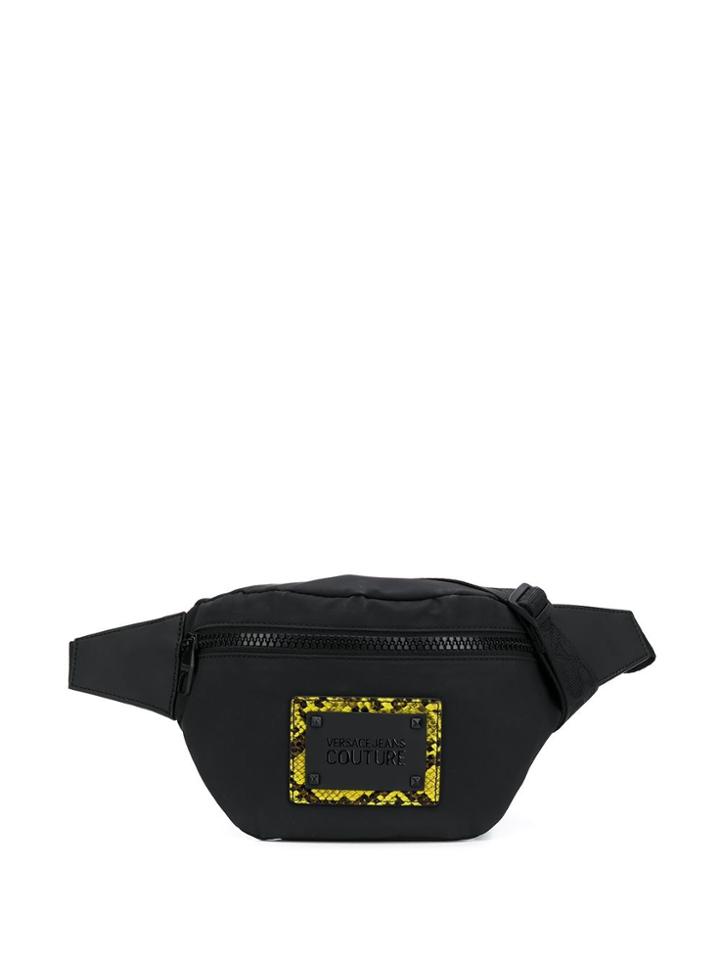 Versace Jeans Couture Snakeskin Effect Detail Belt Bag - Black