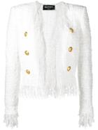 Balmain Frayed Tweed Jacket - White