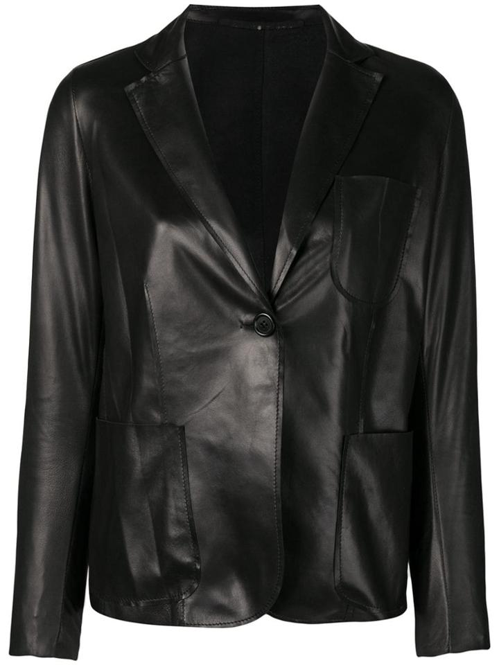 Salvatore Santoro Leather Structured Blazer - Black