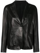 Salvatore Santoro Leather Structured Blazer - Black